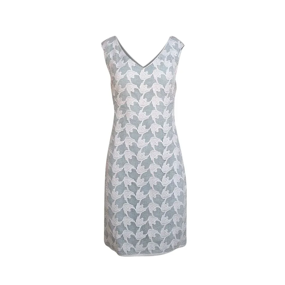 Tory Burch - Ivory & Light Blue Lace Sleeveless Dress Sz 8